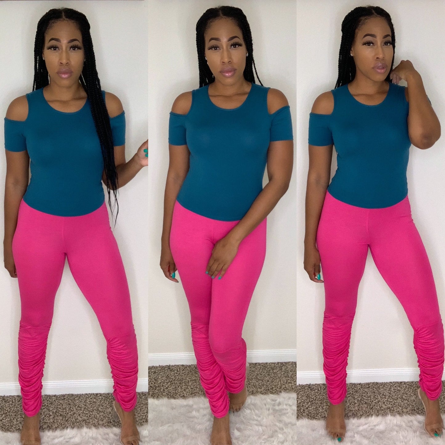 Scrunchi Leggings (Hot Pink)