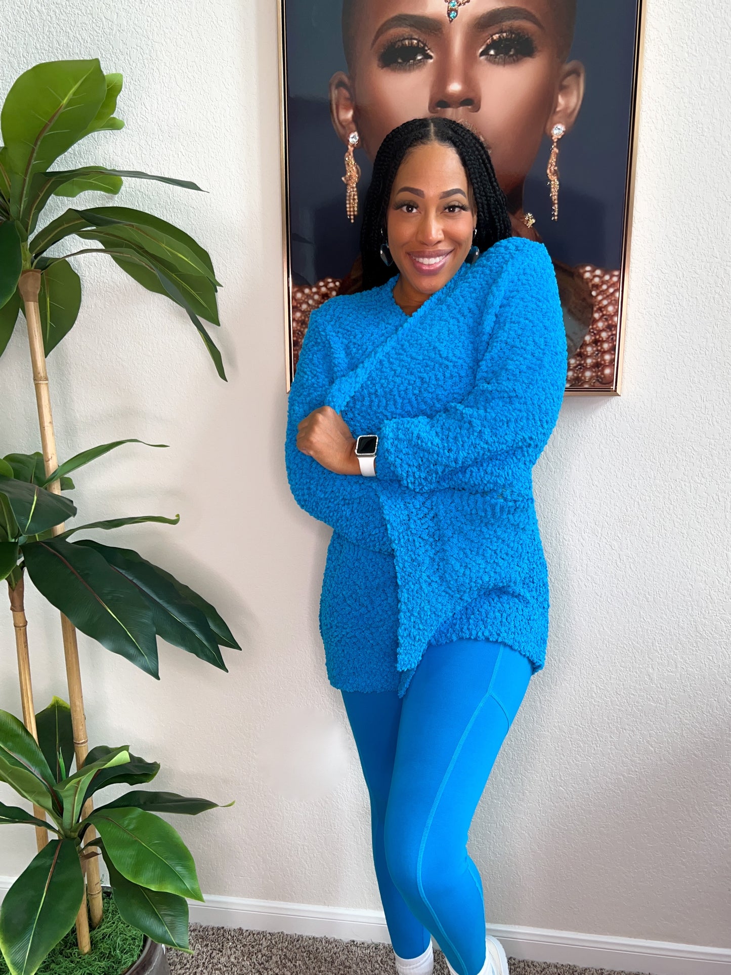 Popcorn Sweater Set Blue Fall