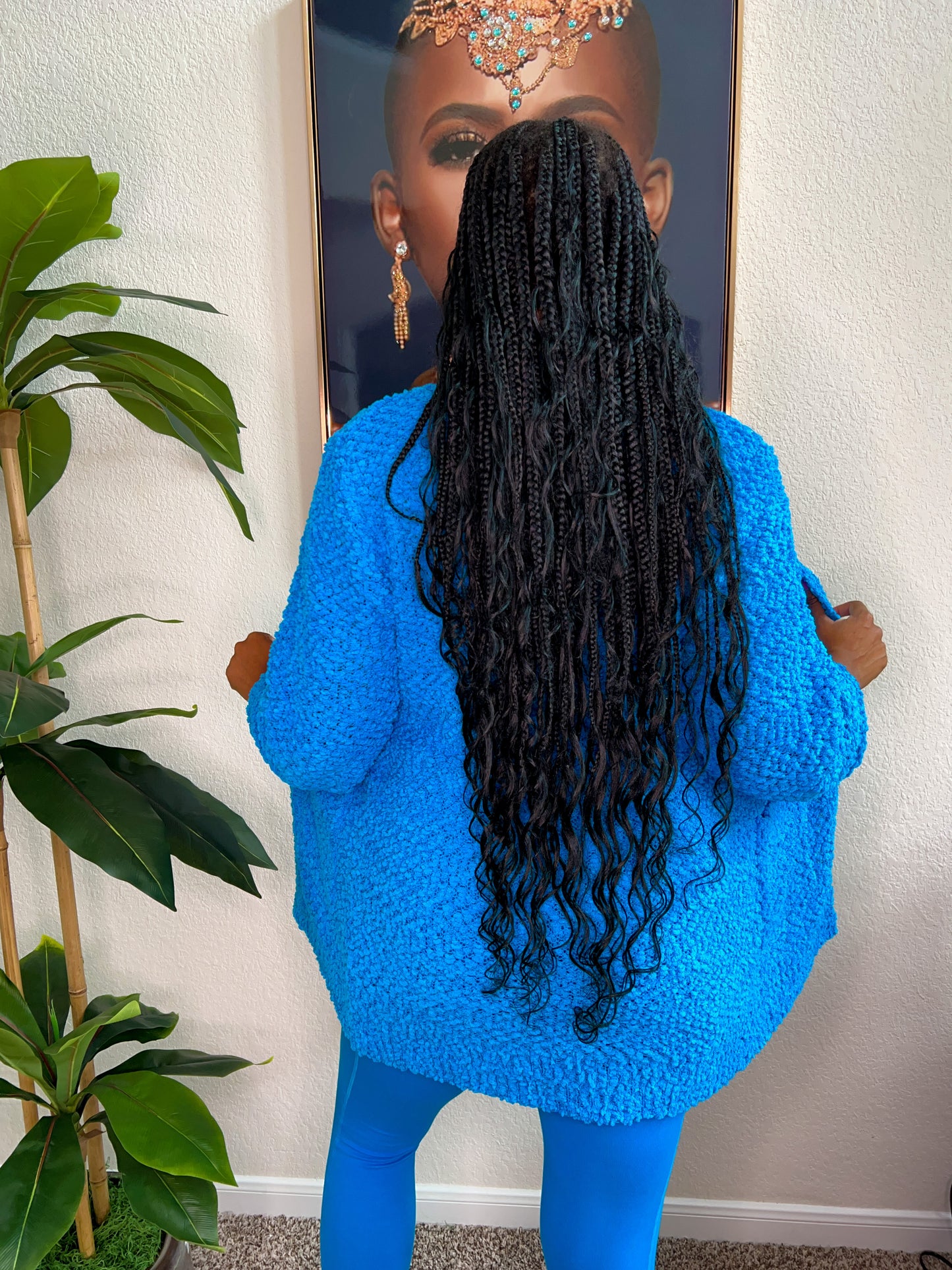 Popcorn Sweater Set Blue Fall